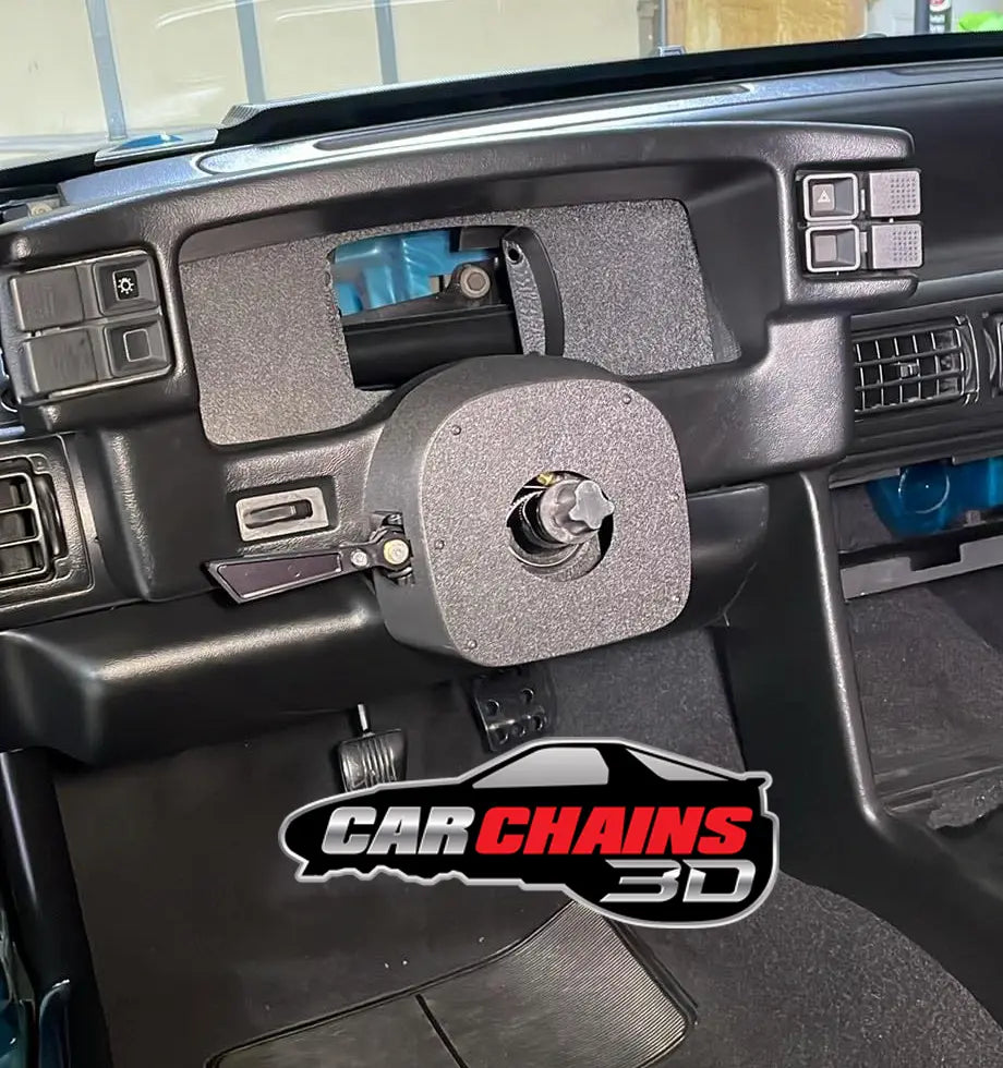 Upgrade your 1987 to 1993 Ford Mustang (Foxbody) with our custom 3D Printed Column Shrouds, designed to cover your aftermarket column and provide a more OEM look. Developed from a precise 3D scan of the original shroud, these covers fit the factory interior perfectly, ensuring a seamless integration.