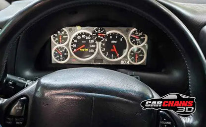 Improve your 1997 to 2002 4th Gen Chevrolet Camaro dashboard with CarChains3d's precision-engineered Cluster Replacement. Tailored for the 4th Gen Chevy Camaro, our cluster is designed to accommodate a variety of screens from leading brands like Holley, Haltech, Tinker Electronics, Fueltech, ACES EFI, NexGen EFI, and Jackpot LS &amp; LS Pro EFI Systems. This cluster replacement offers versatility for every driver's needs.