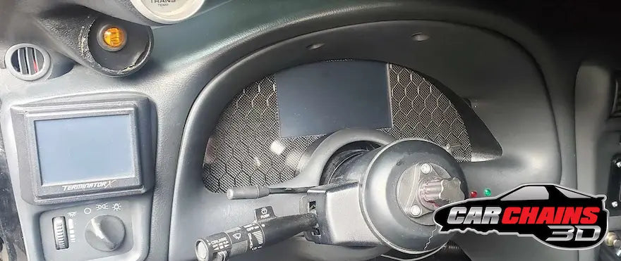 Improve your 1997 to 2002 4th Gen Chevrolet Camaro dashboard with CarChains3d's precision-engineered Cluster Replacement. Tailored for the 4th Gen Chevy Camaro, our cluster is designed to accommodate a variety of screens from leading brands like Holley, Haltech, Tinker Electronics, Fueltech, ACES EFI, NexGen EFI, and Jackpot LS &amp; LS Pro EFI Systems. This cluster replacement offers versatility for every driver's needs.