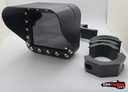 the 3.5 inch Terminator X and Sniper Holley screens, designed specifically for off-road vehicles and boats. This 3D Printed Water Resistant Roll Bar Mount offers protection against splashes of water and rain, making it ideal for rugged environments. While not intended for full submersion, this mount retains touchscreen functionality, with a slight reduction in sensitivity.