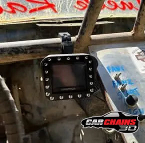 the 3.5 inch Terminator X and Sniper Holley screens, designed specifically for off-road vehicles and boats. This 3D Printed Water Resistant Roll Bar Mount offers protection against splashes of water and rain, making it ideal for rugged environments. While not intended for full submersion, this mount retains touchscreen functionality, with a slight reduction in sensitivity.
