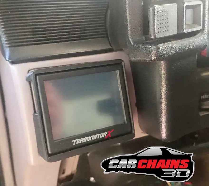1987 to 1993 Fox Body Mustang 3D Printed Vent Mounts, designed specifically for the 3.5 inch Holley Terminator X and Sniper screens. These mounts attach securely to the left and center vents, providing optimal viewing angles for the driver without the need for drilling or modifications to your vehicle.