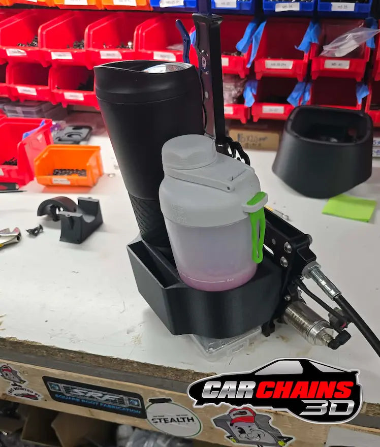 M&M Race Shifter 3D Printed Dual Cup Holder with Phone Pocket