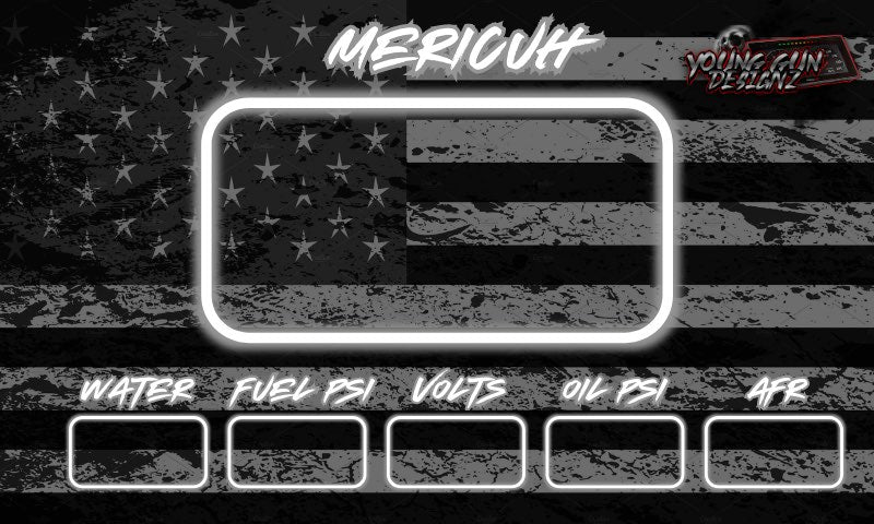 Holley 7 inch screen background "Mericuh" American flag subdued Background